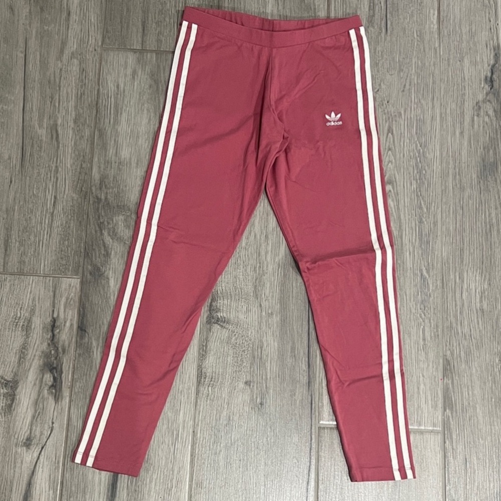 adidas Women's Pink Leggings with White Stripes